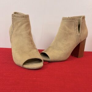Tan Peep-Toe Ankle Boots by PARKER & SKY